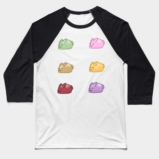 Mochi Bunnies Baseball T-Shirt by BWolfDraws